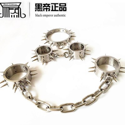 黑玫瑰環(huán)刺 不銹鋼帶刺項圈+手鐲+腳鐲五件套